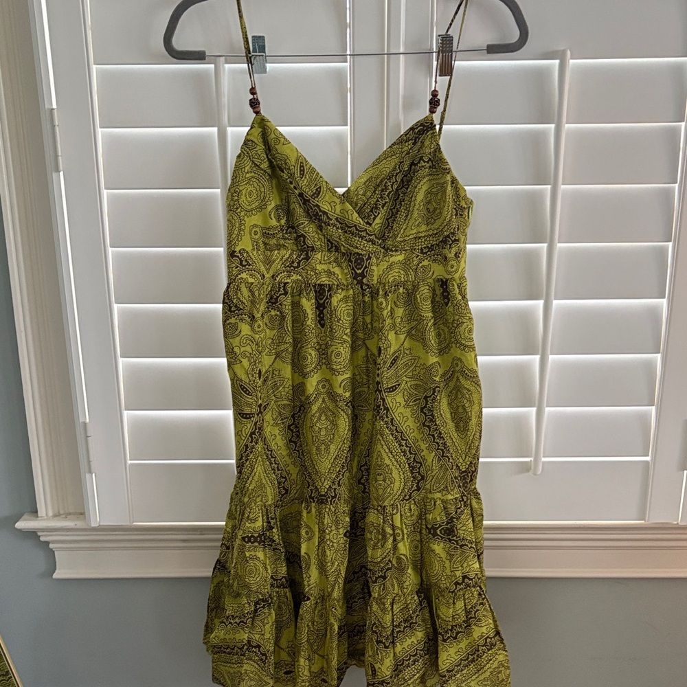 ABS Allen Schwartz Lime Paisley Mini Dress